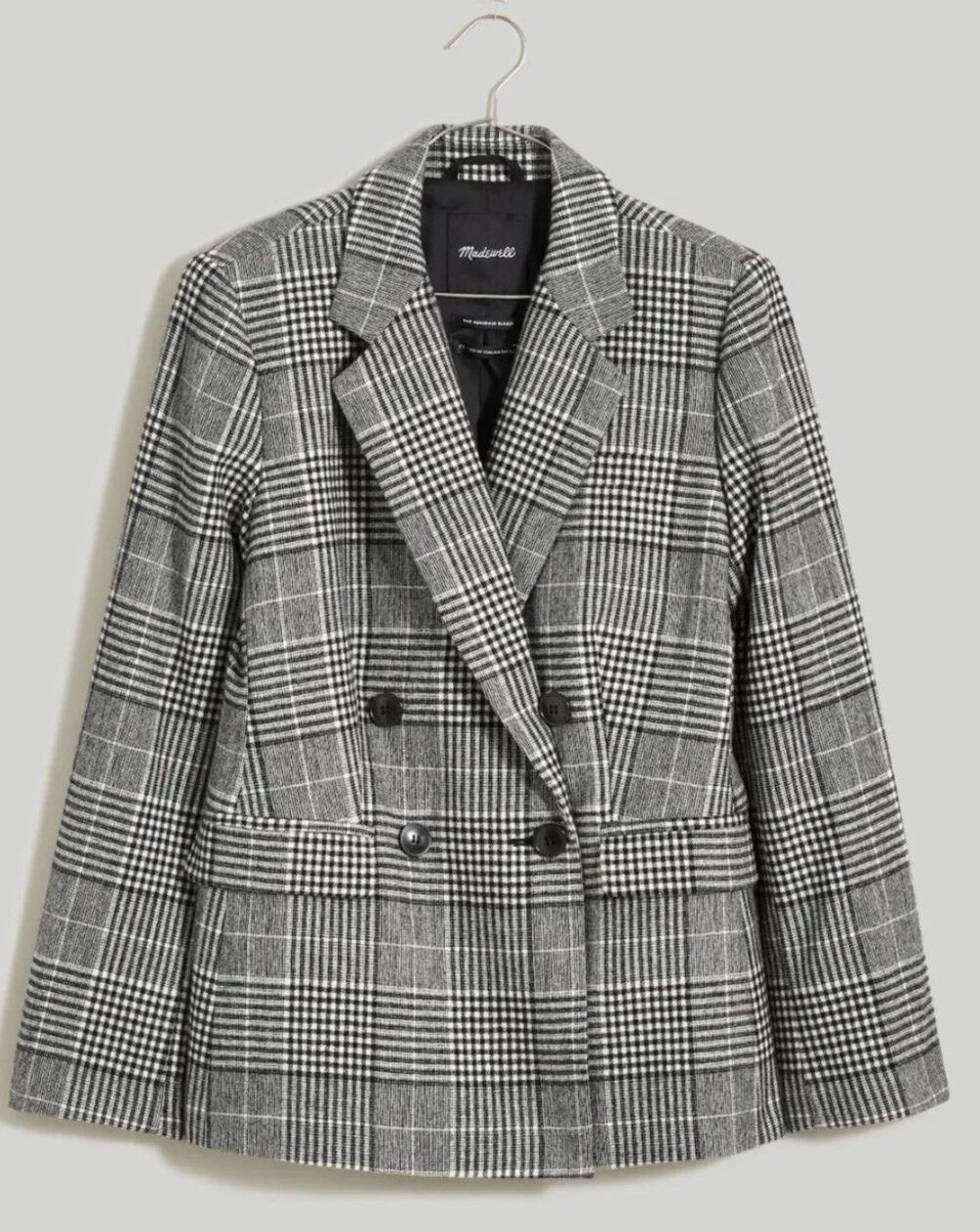 NWOT Madewell Rosedale Double Breasted Plaid Wool Blend Blazer Size 12